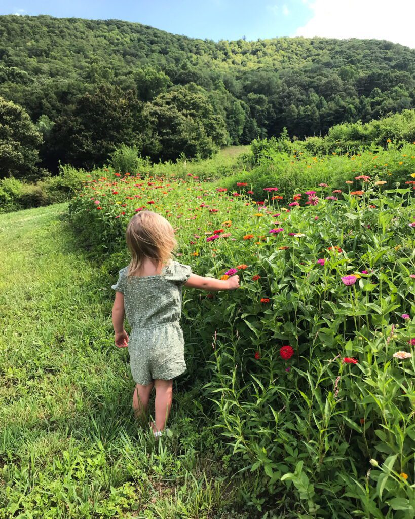 Granddaughter falling in love with flowers