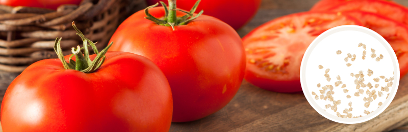 tomatoes on table with seeds