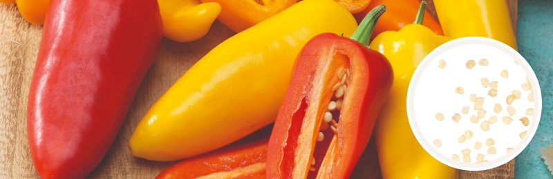 peppers on table with seeds