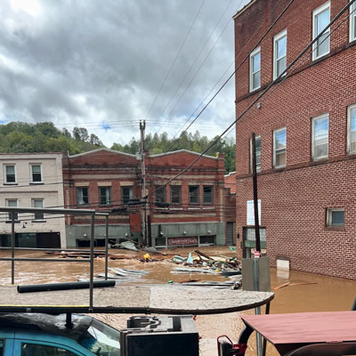 Carolina Flowers building in Marshall flooded after Helene