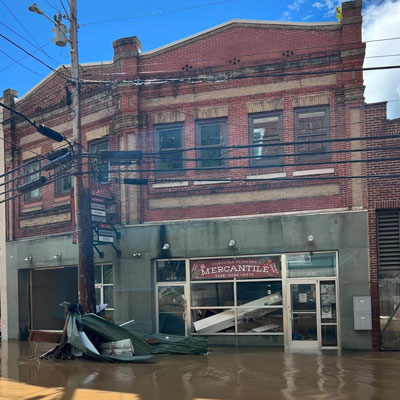 Carolina Flowers Shop in Marshall NC flooded after Helene