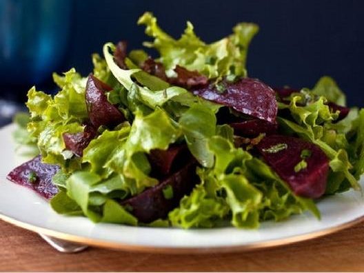 salad greens on a plate