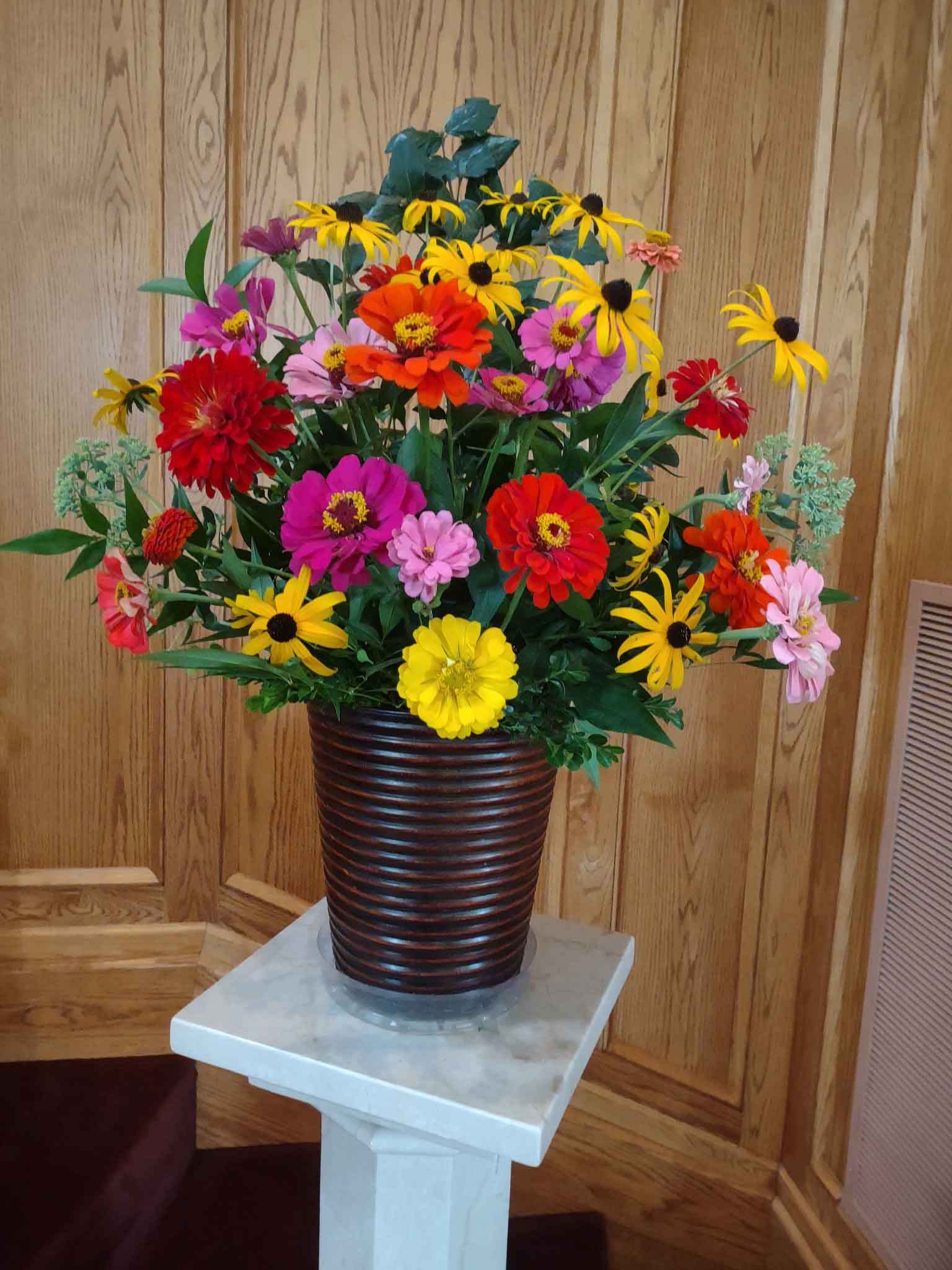 Zinnia and wildflower bouquet